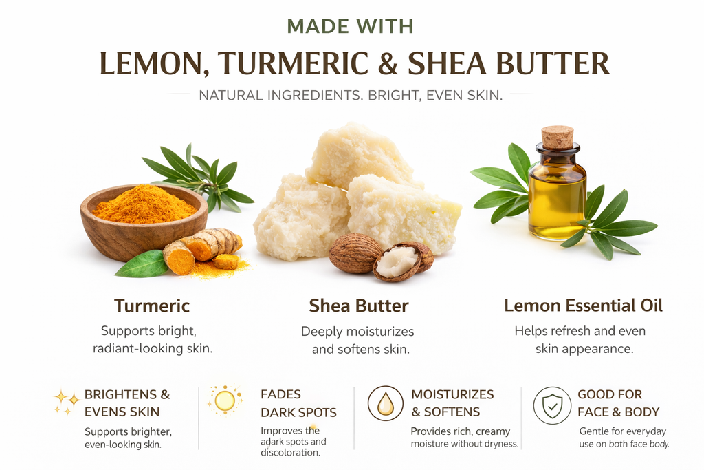 Lemon Turmeric Shea Butter Bar Soap – Brightening for Dark Spots & Uneven Tone